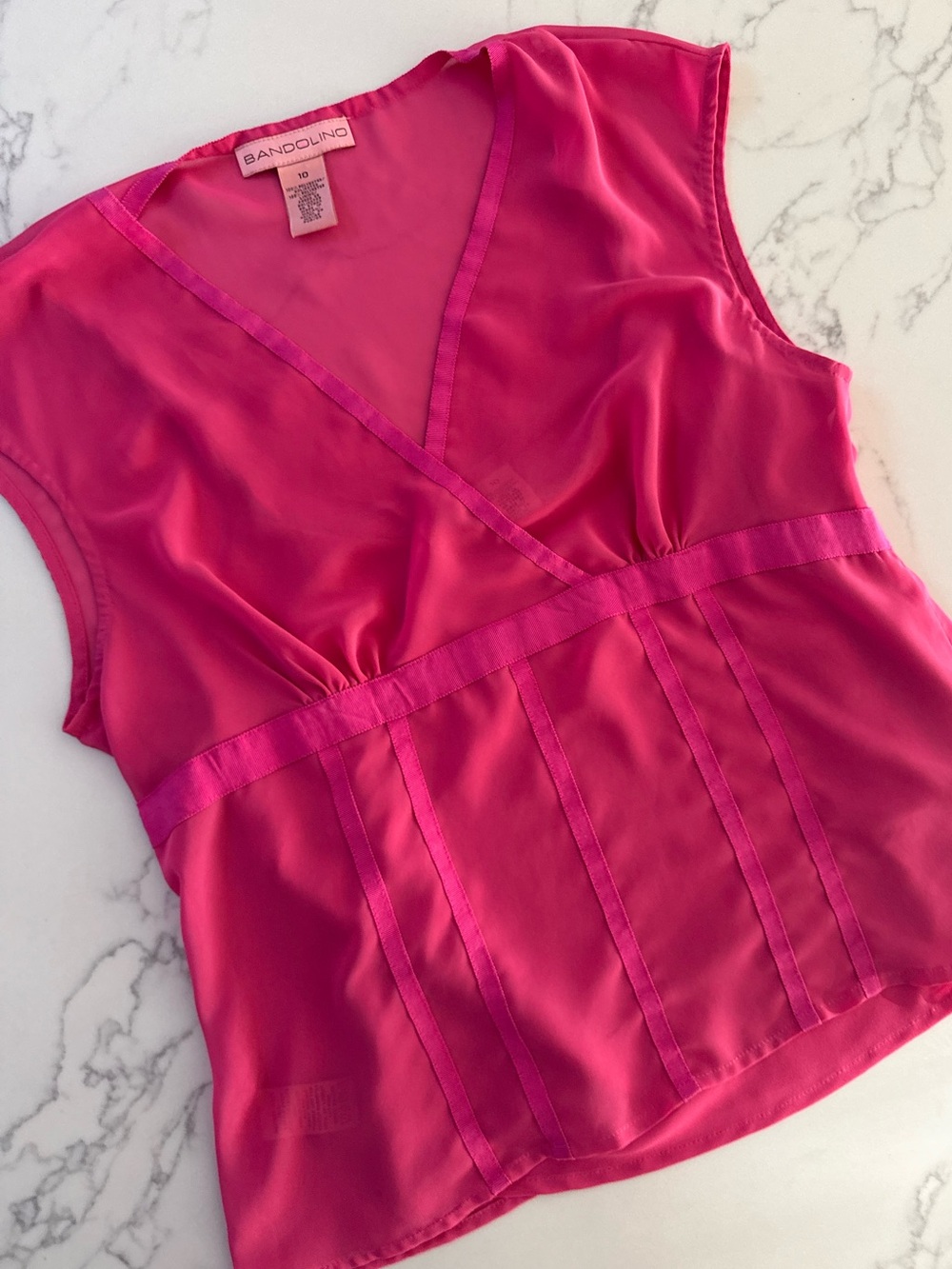 Vintage Bandolino Sheer Blouse & Cami SET - Fuchsia - Size 10